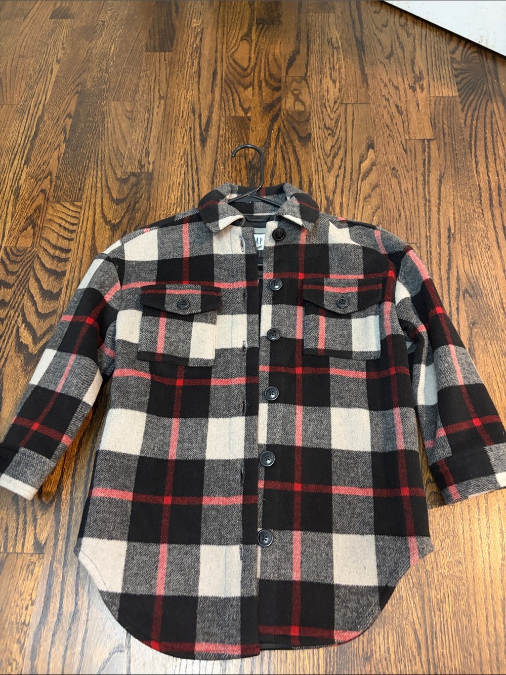 GAP Black Cream Plaid Button-Up Kids Jacket